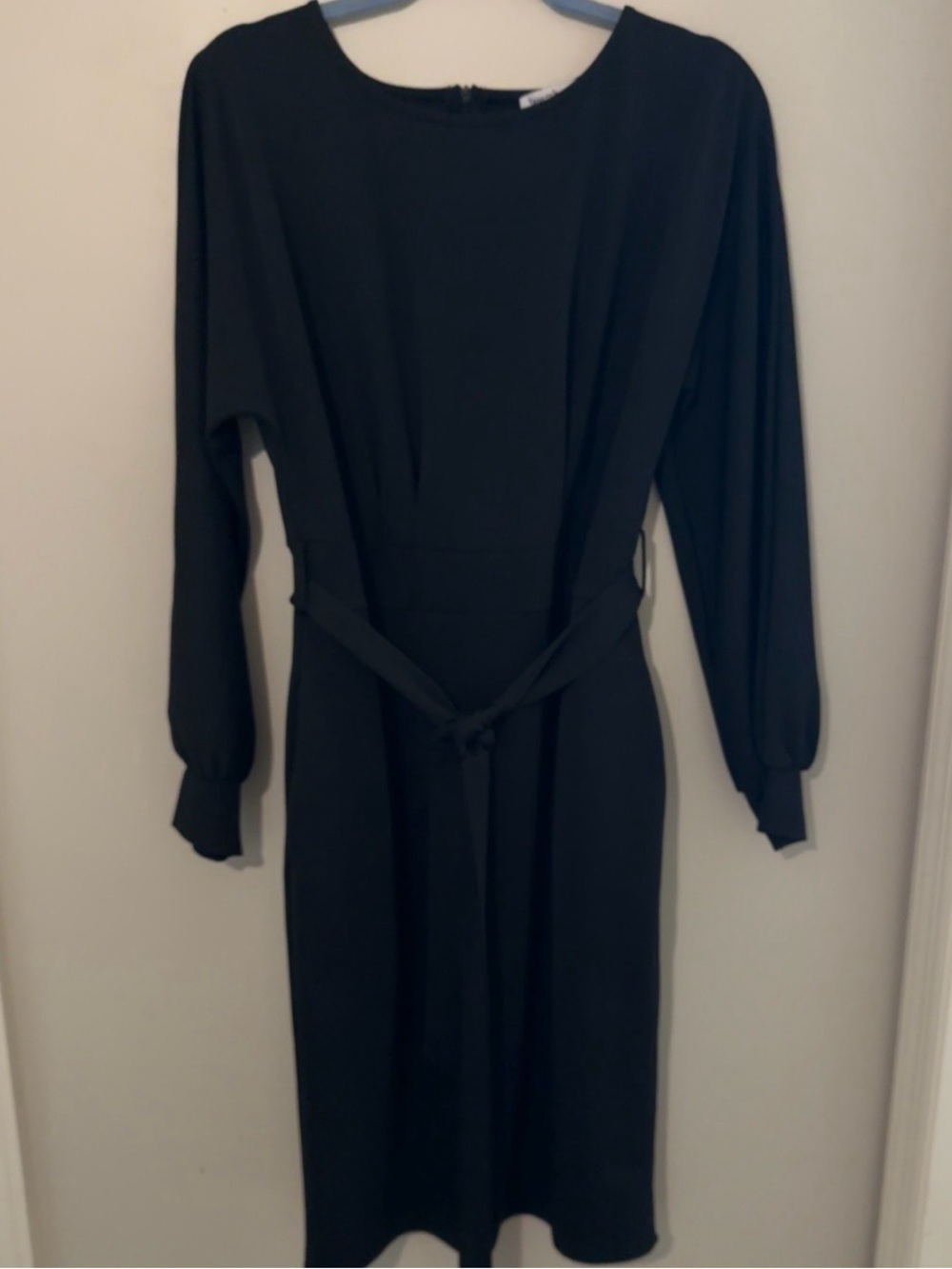 Jasambac Black Long Sleeve Belted Midi Dress 1X | Worn Once
